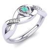 Infinity Shape Ring with Colored Stone