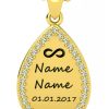 Pear Shape Name Necklace with Stones
