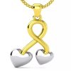 Two-toned Double Heart Pendant Necklace