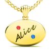 Oval Shape Name Necklace with Stones